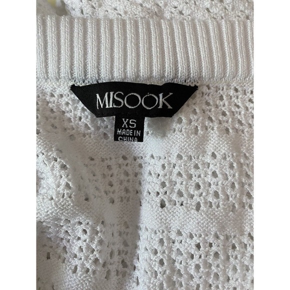 NWOT MISOOK Embroidered Pointelle Knit Boyfriend Cardigan Sweater White … - Picture 6 of 7